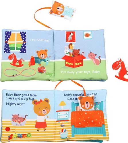 Miniatura 2 de Bebe Mondo Juguete de oso de peluche con espejo, libro suave para bebés de 0-3-6-12 meses, juguete sensorial para el desarrollo infantil, regalos