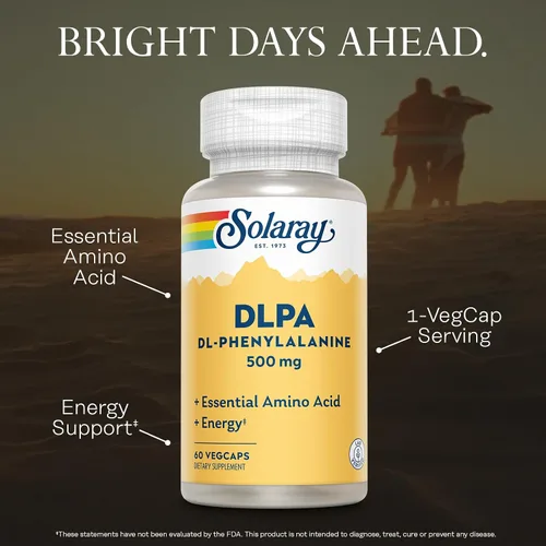 Miniatura 3 de SOLARAY DL-Phenylalanine Capsule Supplements – 500 mg DLPA, mezcla 50-50 de aminoácidos esenciales para el sistema nervioso y apoyo energético