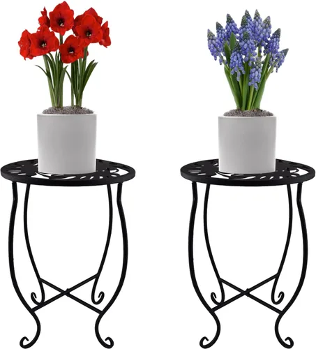 TLBTEK 2 soportes redondos para macetas de interior de 10 pulgadas, soportes de metal para plantas al aire libre, moderno soporte para macetas para