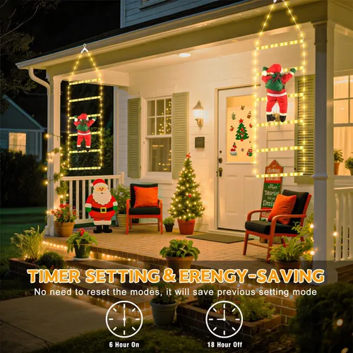 Miniatura 2 de 98 luces LED de Navidad para interiores y exteriores, 2.5 pies, luces decorativas de escalera de Navidad con Papá Noel, 8 modos, luz impermeable
