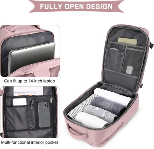 Miniatura 7 de coowoz Mochila grande de viaje para mujeres y hombres, mochila de transporte, mochila para senderismo impermeable, mochila deportiva para Rosa