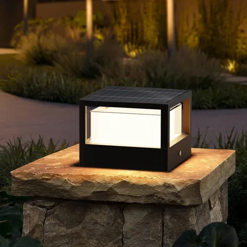 Luz solar para poste, lámpara solar de atardecer a amanecer, poste de luz de pilar impermeable IP65, luces para exterior de 6.3", 3000k, aluminio,