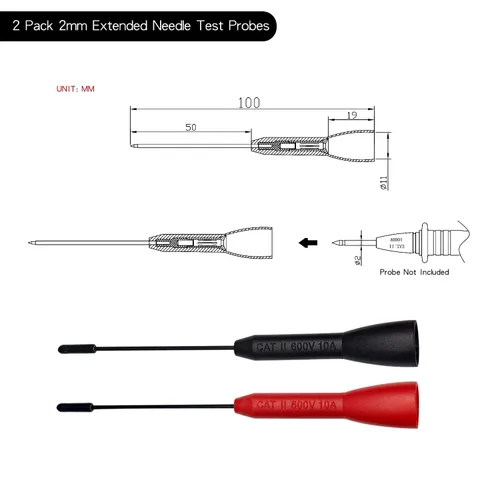 Miniatura 2 de Pines de sonda de aguja para multímetro, juego de sonda de aguja extensible, adaptador de punta de punta de punta de aguja perforadora