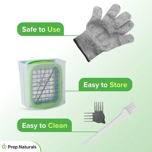 Miniatura 5 de Prep Naturals 3-en-1 Cortador manual de patatas fritas - Cuchillas intercambiables para cortador de patatas y cortador de freír - Funciona como
