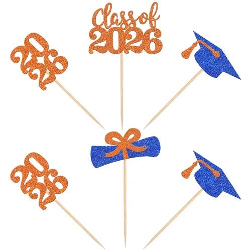 Miniatura 3 de 36 piezas con purpurina 2026 temática de graduación 2026 para cupcakes, diploma de clase de 2026, para graduación de 2026, suministros de decoración