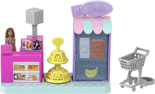 Miniatura 4 de Barbie Mini Land DreamHouse y 3 juegos con 4 muñecas de 1.5 pulgadas, muebles y accesorios para casa de muñecas, incluye boutique de mascotas