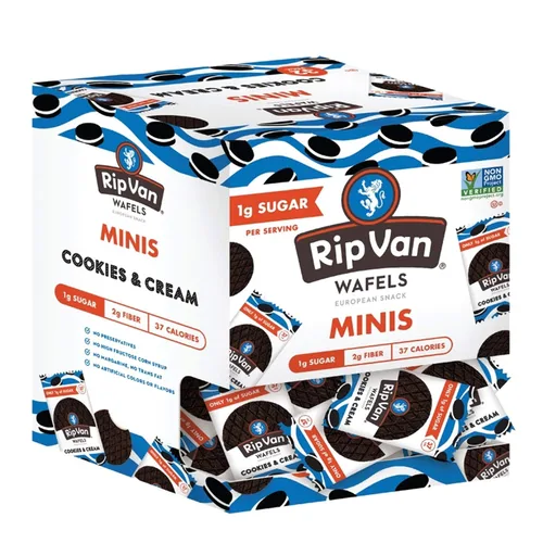 Miniatura 9 de Rip Van Wafels Mini Stroopwafels holandeses de caramelo, bocadillos bajos en carbohidratos, bocadillos keto, sin OMG, bocadillos para la oficina