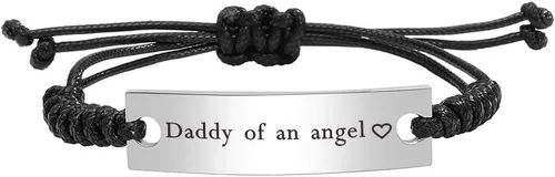 Miniatura 2 de Pulsera grabada con texto en inglés "Daddy Mommy of an Angel", para pérdida de bebé, para pérdida de bebé