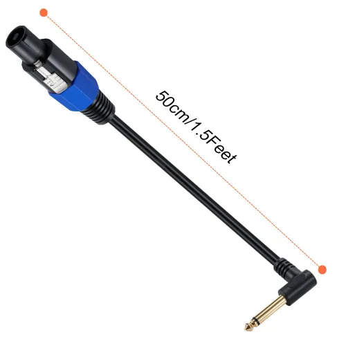 Miniatura 4 de Cable Speakon a 1/4 mono altavoz - 19.7 in/0.5FT TD Speakon a 1/4 TS adaptador de ángulo recto para altavoces DJ/PA Speakon macho a 1/4 macho