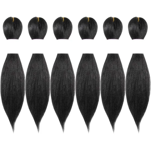 Miniatura 38 de Cabello trenzado preestirado de 10 pulgadas, 4 paquetes, extensiones de cabello corto para trenzas, cabello sintético preestirado #1 (negro azabache)
