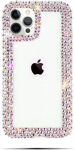 Miniatura 7 de Funda compatible con iPhone 15 para mujeres y niñas, funda 3D con purpurina brillante y destellos, funda de lujo con encantos de cristal