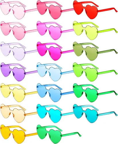 20 pares de lentes de sol sin montura en forma de corazón, lindos lentes de color caramelo sin marco, gafas de moda