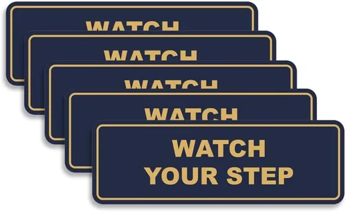 Miniatura 49 de Signs ByLITA Letrero estándar para pared o puerta con texto en inglés «Watch Your Step», señalización de salud y seguridad (negro), mediano