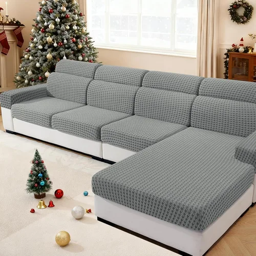 Miniatura 9 de MAXIJIN Fundas de cojín para sofá seccional, funda de cojín elástica para sofá, lavable, protector de muebles con parte inferior elástica y correa