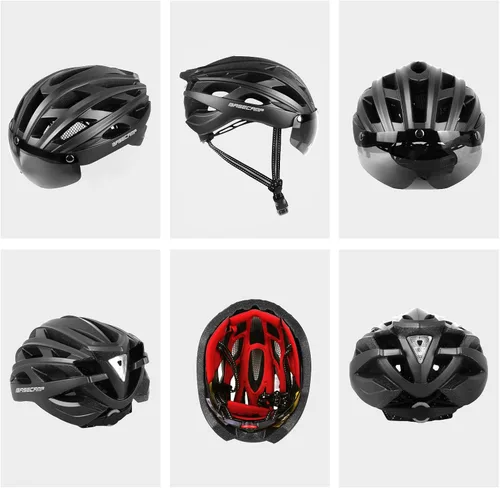 Miniatura 7 de Casco de bicicleta Basecamp con luz trasera y gafas magnéticas desmontables, casco ligero para ciclismo ajustable para hombres y mujeres en montaña