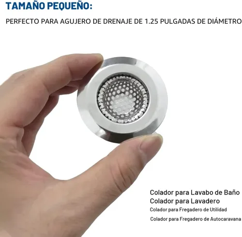 Miniatura 4 de Seatery Colador de drenaje pequeño de 1.25 pulgadas, colador de drenaje de fregadero, colador de fregadero de baño, 2 cestas de malla de drenaje