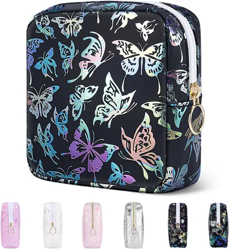 Miniatura 17 de Likesing Mini bolsa de maquillaje de 5.3 pulgadas para bolso, pequeña bolsa de maquillaje a cuadros para cosméticos de viaje para mujeres y niñas