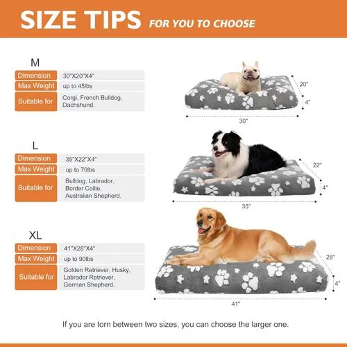 Miniatura 7 de Camas para perros grandes, bonita cama gruesa para perrera, cama mullida para mascotas con funda extraíble lavable y parte inferior antideslizante