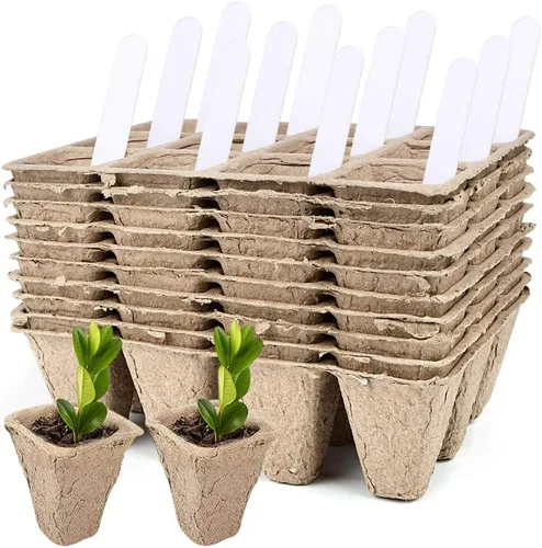Paquete de 10 bandejas de iniciación de semillas, 120 celdas de germinación orgánica, bandejas de semillas de germinación orgánica, kit de cultivo