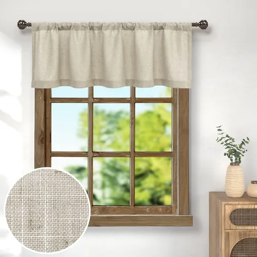 Miniatura 17 de Pitalk - Cenefa de ventana de lino negro para cocina, bolsillo para barra de 3 pulgadas, semitransparente, estilo bohemio moderno de granja, cenefa