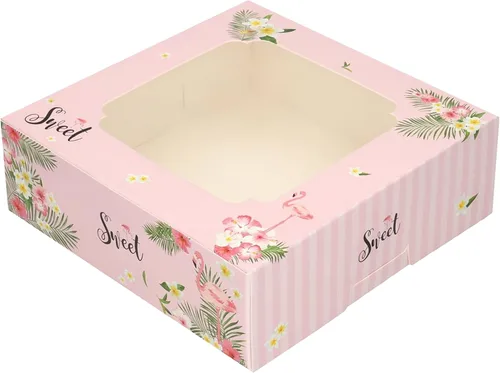 Miniatura 11 de Paquete de 20 cajas de panadería con ventana pequeñas de 6 x 6 x 2 pulgadas para galletas, dulces, pasteles, brownie, pastel de gasa, tarta, tarta