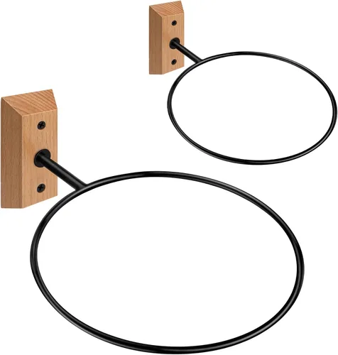 Miniatura 18 de Soporte de pared para baloncesto VIVTOB, soporte de pared para pelota de 7 pulgadas con base de madera maciza de nogal negro y anillo de metal