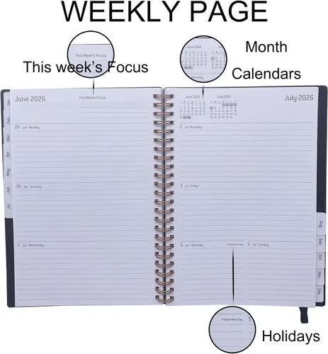 Miniatura 4 de Daily Planner 2026,Jan 2026-Dec 2026,Weekly & Monthly Planner,Calendar Planner 2026 with Tabs Personal Notebook for Work or Home,6.3"x 8.5",Thicker