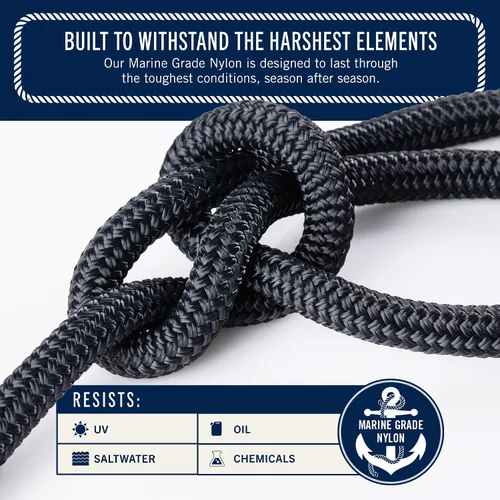 Miniatura 4 de RainierSupplyCo Cuerda de Ancla para Barco - Cuerda Marina de Doble Trenzado Línea de Ancla - 50 pies x 1/4 pulgada Línea de Navegación de Nailon