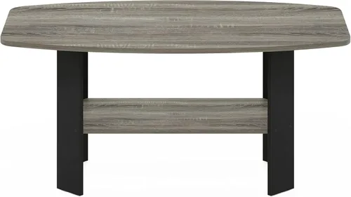 Miniatura 6 de Mesa de centro de diseño simple Furinno 11179GYW/BK, Madera Roble francés gris/negro.