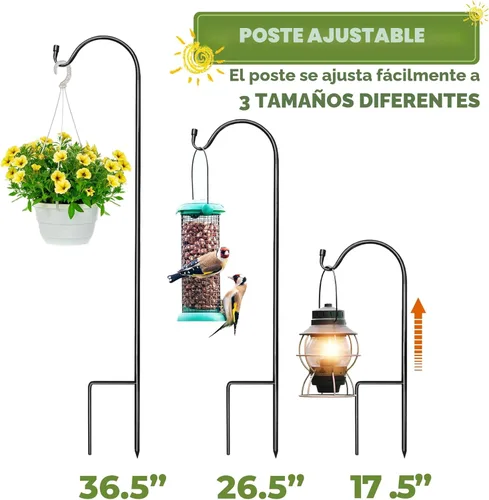 Miniatura 3 de Sorbus® Shepherd's Hooks - Juego de 4 estacas extensibles para macetas de jardín para comederos de pájaros, decoración al aire libre, plantas