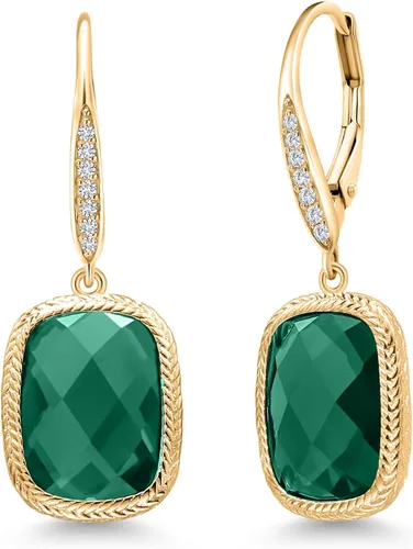Miniatura 17 de Gem Stone King Aretes colgantes de plata de ley 925 con piedra natal y diamantes blancos cultivados en laboratorio de 4.60 quilates para mujer