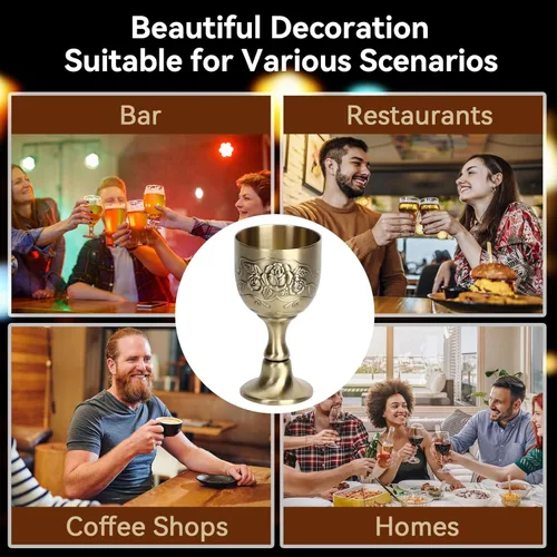 Miniatura 5 de Agatige Copas de cáliz vintage, de metal de cobre, para tostar, cáliz de vino, cáliz de flores, en relieve, mini tazas de comunión para bar en casa