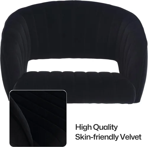 Miniatura 9 de Silla de escritorio giratoria para oficina en casa, moderna silla de escritorio de terciopelo, sillón de altura ajustable con base dorada, silla