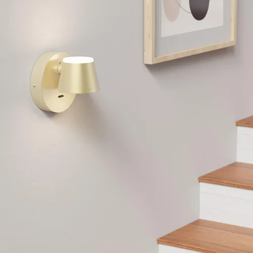 Miniatura 6 de URSOLA Aplique de pared LED con interruptor de encendido/apagado, puerto de carga USB, 110 voltios, lámpara de pared cableada con cable de 350
