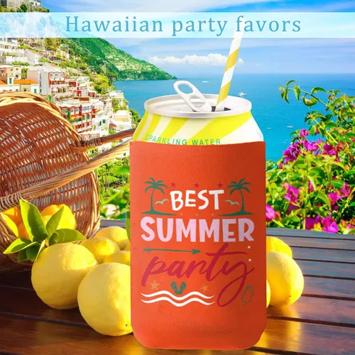 Miniatura 5 de Enfriador de latas con temática de playa, paquete de 12 fundas divertidas para latas de verano para decoración de fiesta en la playa, neopreno