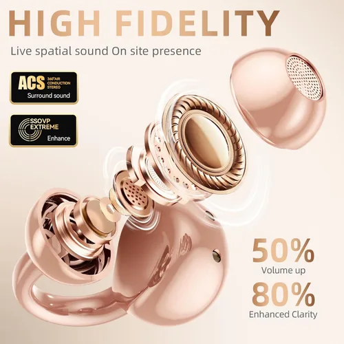 Miniatura 5 de Auriculares de Clip Inspirados en Joyería, Ajuste Cómodo Auriculares Abiertos de Clip, Auriculares Inalámbricos Bluetooth de Puño de Oreja