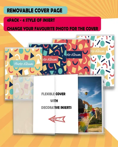 Miniatura 3 de Álbum de fotos pequeño de 4 x 6 para fotos, juego de 4, capacidad para 36 fotos cada una, capacidad de 144, 4 patrones, fundas flexibles extraíbles