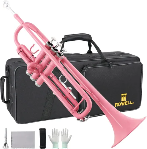 Miniatura 6 de ROWELL Juego de trompeta estándar Bb, trompeta con diseño de viga de doble soporte, instrumento de trompeta con estuche rígido, kit de limpieza