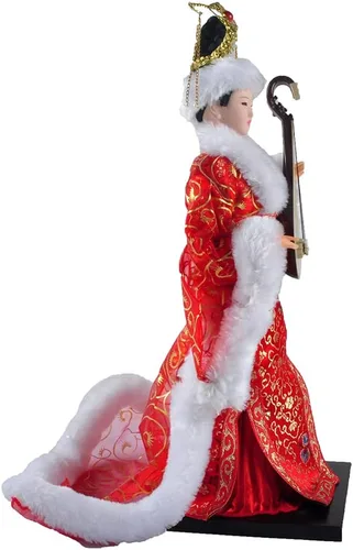 Miniatura 4 de Figura de seda de artesanía tradicional china de 12 pulgadas, adornos coleccionables de personajes antiguos chinos para decoración del hogar (rojo)
