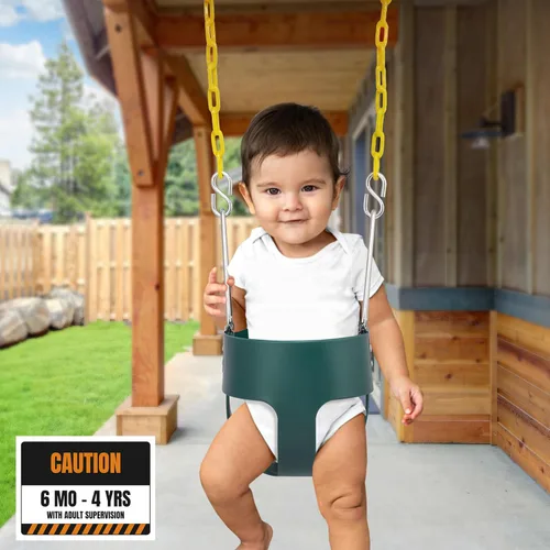 Miniatura 7 de Sorbus Cuna para bebé - Columpio para niños pequeños con respaldo alto, columpio tipo cubeta para bebés y niños pequeños, con cadenas recubiertas