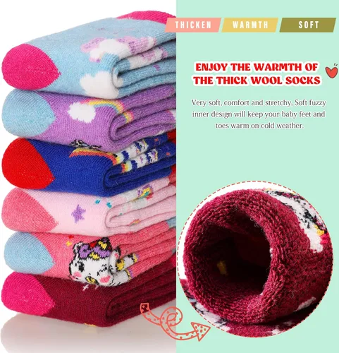 Miniatura 47 de Eocom 6 pares de calcetines de invierno cálidos de lana para niños y niñas