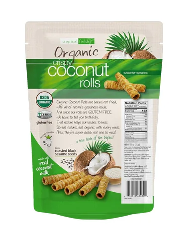 Miniatura 2 de Tropical Fields Rollos de coco crujientes (11 onzas), orgánicos, sin gluten, sin lácteos