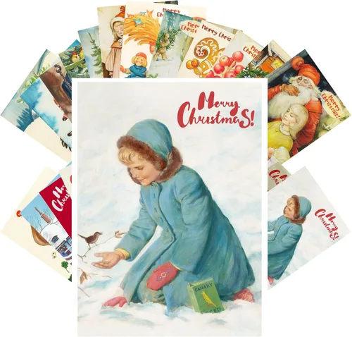 Miniatura 5 de PIXILUV Postales vintage (24 piezas de 4 x 6 pulgadas cada una) magníficos paisajes mágicos nevados postales de Navidad postales retro tarjeta