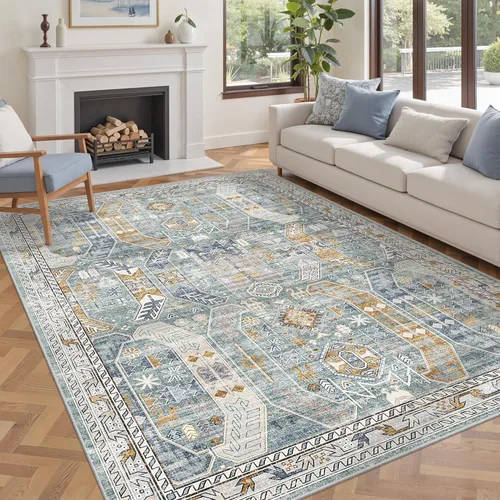 Miniatura 54 de befbee Alfombras de 6x9 pulgadas para sala de estar - Alfombras lavables a máquina resistentes a las manchas para dormitorio, alfombra de área