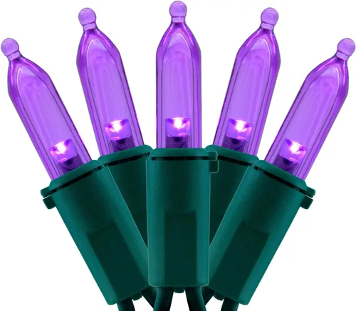 YULETIME Juego de 200 luces LED de Navidad color morado, 66 pies, cable verde, certificación UL, grado comercial, juego de luces navideñas (morado)