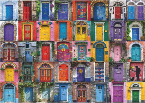 Rompecabezas de puerta coloridos para adultos de 1000 piezas, rompecabezas único vintage, rompecabezas de arte de puerta difícil como decoración de