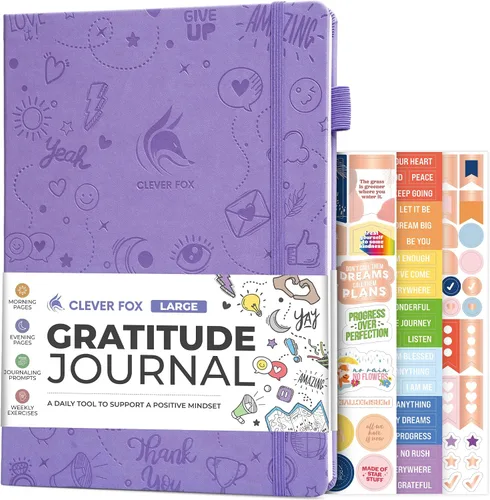 Miniatura 25 de Clever Fox Diario de gratitud grande – Diario de felicidad, positividad y afirmación – Cuaderno diario inspirador, 3 meses, 8.3 x 11 pulgadas