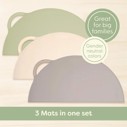 Miniatura 6 de Upward Baby - Juego de 3 alfombrillas de silicona antideslizantes para bebés, mantel individual para mesa de comedor, silla alta, suministros