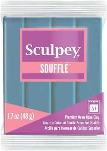 Polyform Sculpey Soufflé - Arcilla para hornear horno, piedra azul, no tóxica, barra de 1.7 onzas, ideal para hacer joyas, vacaciones, bricolaje,
