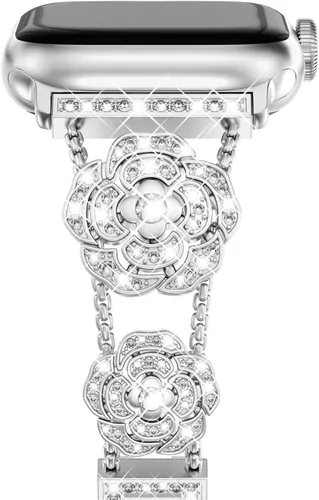 Miniatura 12 de NewWays for Apple Watch Band Series 11 10 46mm 42mm Series 9/8/7 41mm 45mm Series 6/5/4 40mm 44mm Series 3 42mm 38mm Women, Sparkling Bling Diamonds